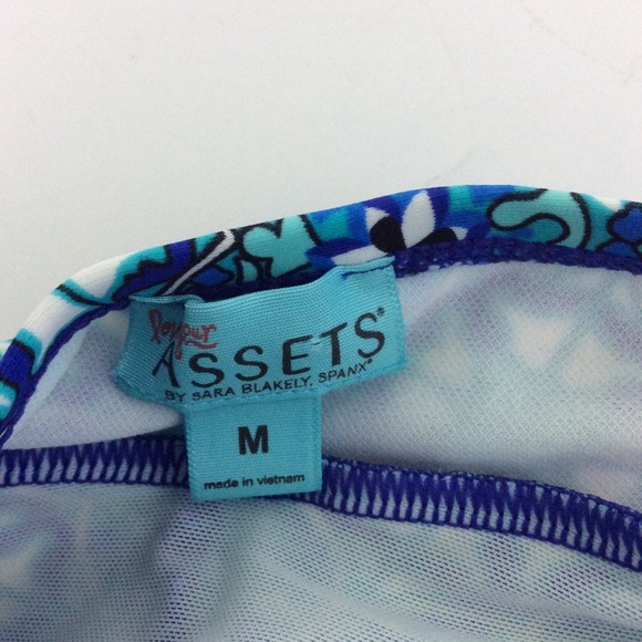 Spanx Love Your Assets Swimsuit Size Medium Blue One Piece Geometric Support - Picture 9 of 16